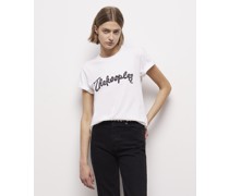 Weißes T-shirt mit Schlangenlogo-siebdruck