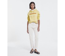 Gelbes Kapuzensweatshirt mit Dreifach-logo
