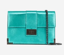 Mittelgroße Grüne Pochette Emily aus Leder