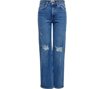 Destroyed-Jeanshose, hohe Taille, für Damen