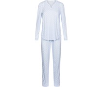 Schlafanzug, Split-Neck, Punkte, Baumwolle, für Damen