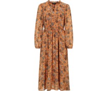 Blusenkleid, Langarm, V-Ausschnitt, Rüschen, für Damen