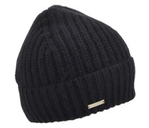 Grobstrick-Beanie, Aufschlag, uni, für Damen