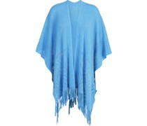 Poncho, Ajour-Strick, Fransen, für Damen
