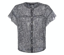 Hemdbluse, Rundhals-Ausschnitt, Knopfleiste, transparent, für Damen