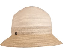 Bucket Hat, Papierstrohanteil, zweifarbig, Emblem, für Damen
