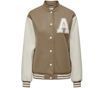 College-Jacke, Druckknopfleiste, Stehkragen, Patch, für Daen