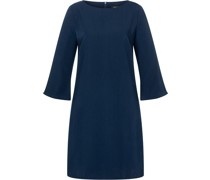 Kleid, knielang, U-Boot Ausschnitt, 3/4-Ärmel, uni, für Damen