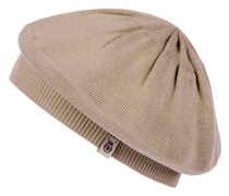Calais Light Bamboo Baskenmütze, Strick, Rippbündchen, Patch, uni, für Damen