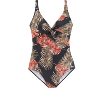 Badeanzug, Raffung, bügellos, Exotic-Print, für Damen