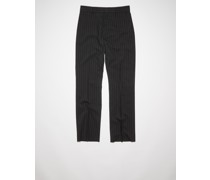 Schwarz/Grau Figurnahe Anzughose aus Woll-Mix