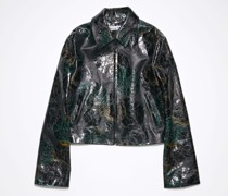 Black/green Leather jacket