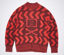 Schwarz/Chilirot Pullover mit Rundhalsausschnitt