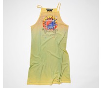 Gelb/Braun Kleid mit Siebdruck