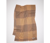 Dunkles Camel/Fuchsgrau Karierter Wollschal