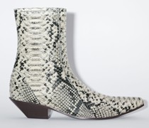 Ankle Boots aus Leder mit Schlangen-Print