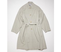 Grau/Naturweiß Einreihiger Mantel mit Gürtel