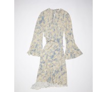 Blau/Beige Bedrucktes Wickelkleid