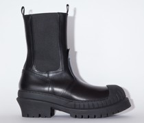 Schwarz/Schwarz Ankle Boots mit profilierter Sohle
