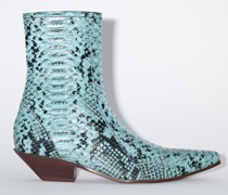 Ankle Boots aus Leder mit Schlangen-Print