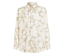 Baumwollhemd mit Zweifarbigem Floralem Print