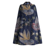 Jacquard-Cape aus Denim mit Vögeln