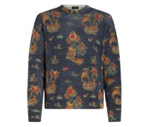 Pulli aus Seide und Leinen mit Applikationen