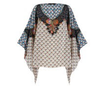 Seidenponcho mit Floralen Motiven