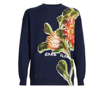 Jacquard-Pullover mit Seltener Blume