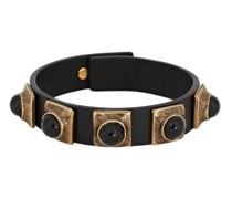 Crown Me Lederarmband mit Nieten und Cabochon-Steinen