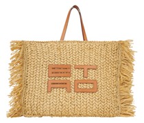 Grosser Shopper aus Perforiertem Bast mit Cube Logo
