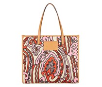 Shoppingtasche aus Bast mit Mehrfarbigen Stickereien