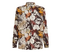 Hemd mit Blattwerk-Print und Zebras