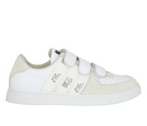 Sneaker aus Spaltleder mit Logo-Bändern