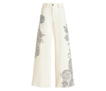 Palazzo-Jeans mit Paisleymotiven