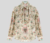 Hemdbluse aus Crepon mit Floralem Paisley-Print