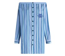 Gestreiftes Hemdblusenkleid aus Baumwolle und Seide