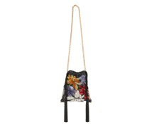 Handtasche mit Blütenstickereien und Perlchen