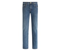Jeans aus Baumwolldenim mit Paisley-Stickerei