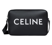 Mittelgroße Messenger Bag Aus Glattem Kalbsleder Mit „Celine“ Print