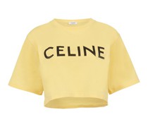Kurzes Celine T-Shirt Aus Baumwolljersey Mit Print