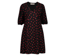 Flowing Sable Babydoll Dress With Polka Dot Print