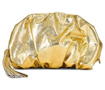 Rebecca Minkoff CLUTCH RUCHED in Metallic Gold.