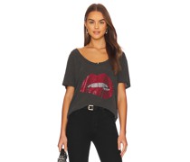 Lauren Moshi T-SHIRT MIT MOTIV ELARA CRYSTAL LIP in Black