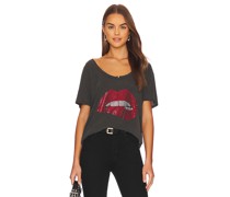 Lauren Moshi T-SHIRT MIT MOTIV DELARA CRYSTAL LIP in Black