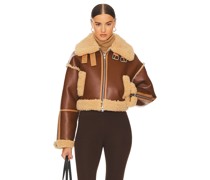 Helsa JACKE CROPPED FAUX SHEARLING in Brown