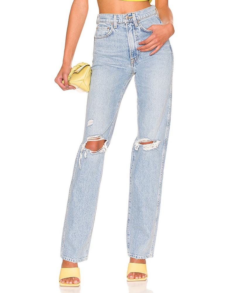 GRLFRND Damen GRLFRND BESONDERS HOCHGESCHNITTENE SLIM-HOSE MIT GERADEM BEIN SARA in Blue
