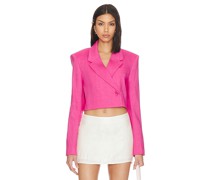 FRAME BLAZER CROPPED STRONG SHOULDER in Fuchsia