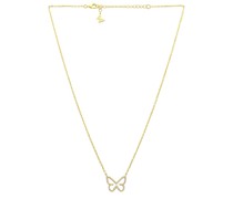 By Adina Eden Open Butterfly Necklace in Metallic Gold.