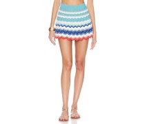 My Beachy Side Hand Crochet Chevron Pattern Mini Skirt in Blue